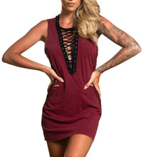 Load image into Gallery viewer, Eyelit Tie Up Tank Dress
